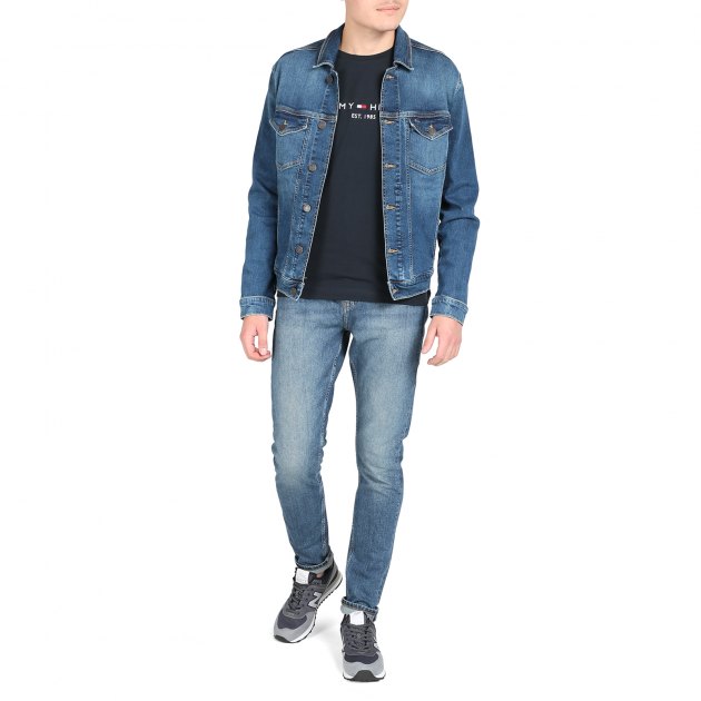Мужская футболка TOMMY HILFIGER TOMMY LOGO TEE, Артикул MW0MW11465, темно-синий | 2096892. Ракурс 5