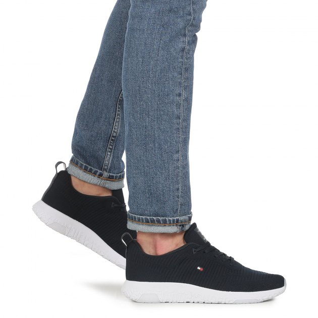 Мужские кроссовки TOMMY HILFIGER CORPORATE KNIT RIB RUNNER, Артикул FM0FM02838, темно-синий | 2350105. Ракурс 8