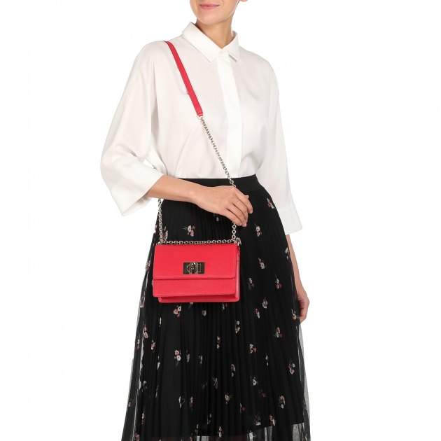 Женская сумка через плечо кросс-боди FURLA, Артикул FURLA 1927 MINI CROSSBODY 20, красный | 2394895. Ракурс 6