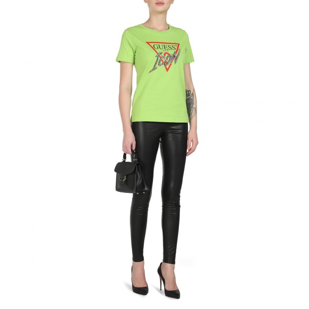 Женская футболка GUESS SS CN ICON TEE, Артикул W1RI25I3Z00, светло-зеленый | 2622183. Ракурс 5