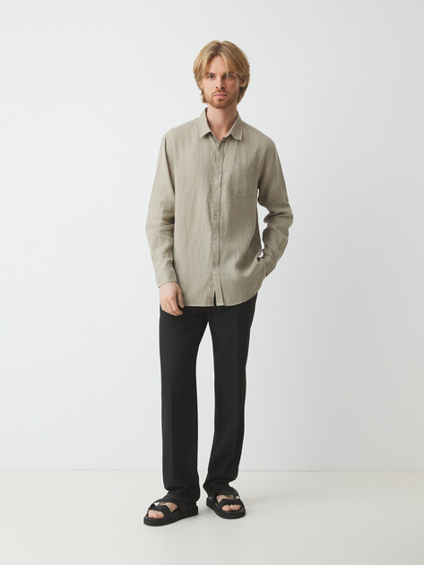 Мужская рубашка MAISON DAVID, Артикул SHIRT, зеленовато-бежевый | 2768437. Ракурс 2 Мужская рубашка MAISON DAVID, Артикул SHIRT, зеленовато-бежевый | 2768437. Ракурс 2