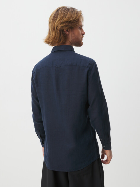 Мужская рубашка MAISON DAVID, Артикул SHIRT, черно-синий | 2768444. Ракурс 4 Мужская рубашка MAISON DAVID, Артикул SHIRT, черно-синий | 2768444. Ракурс 4