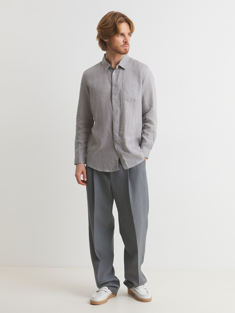 Мужская рубашка MAISON DAVID, Артикул SHIRT, коричнево-серый | 2768458. Ракурс 2 Мужская рубашка MAISON DAVID, Артикул SHIRT, коричнево-серый | 2768458. Ракурс 2