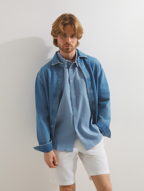 Мужская рубашка MAISON DAVID, Артикул SHIRT, серовато-голубой | 2768513. Ракурс 5 Мужская рубашка MAISON DAVID, Артикул SHIRT, серовато-голубой | 2768513. Ракурс 5