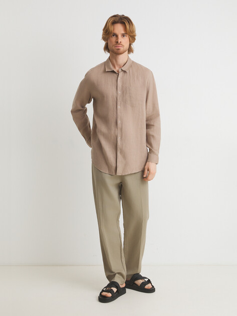 Мужская рубашка MAISON DAVID, Артикул SHIRT, темно-бежевый | 2768716. Ракурс 2 Мужская рубашка MAISON DAVID, Артикул SHIRT, темно-бежевый | 2768716. Ракурс 2
