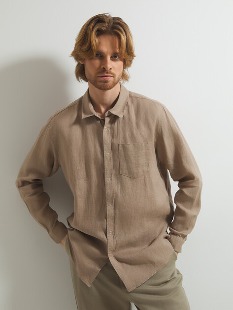 Мужская рубашка MAISON DAVID, Артикул SHIRT, темно-бежевый | 2768716. Ракурс 5 Мужская рубашка MAISON DAVID, Артикул SHIRT, темно-бежевый | 2768716. Ракурс 5