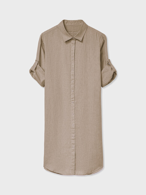 Женское платье-рубашка MAISON DAVID, Артикул DRESS, зелено-коричневый | 2770157. Ракурс 5