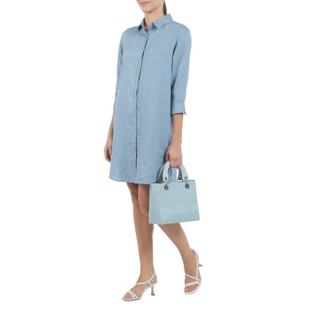 Женское платье-рубашка MAISON DAVID, Артикул DRESS, серо-голубой | 2770178. Ракурс 4