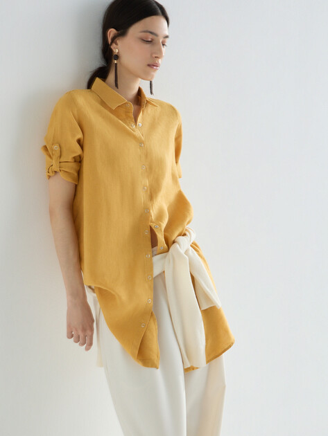Женское платье-рубашка MAISON DAVID, Артикул DRESS, желтый | 2770248. Ракурс 5