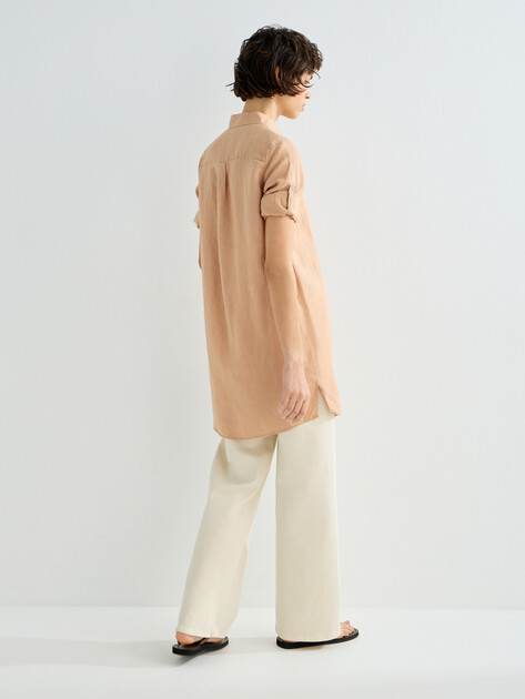 Женское платье-рубашка MAISON DAVID, Артикул DRESS, розово-бежевый | 2770255. Ракурс 4