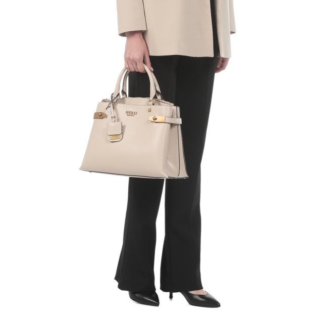 Женский тоут GUESS ZADIE GIRLFRIEND SATCHEL, Артикул HWVB8415060, светло-бежевый | 2860333. Ракурс 6