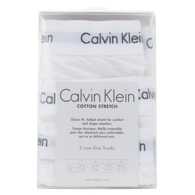 Мужские трусы 3 шт. CALVIN KLEIN 3P LOW RISE TRUNK, Артикул 0000U2664G, белый | 2907726. Ракурс 3 Мужские трусы 3 шт. CALVIN KLEIN 3P LOW RISE TRUNK, Артикул 0000U2664G, белый | 2907726. Ракурс 3