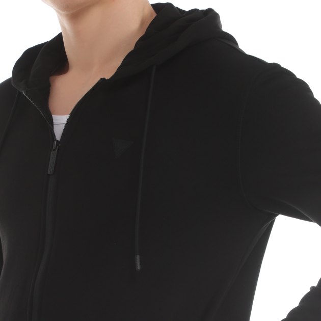 Мужская толстовка GUESS ALDWIN ZIP HOODED SWEATSHIRT, Артикул Z2YQ28KAIJ1, черный | 3079808. Ракурс 3