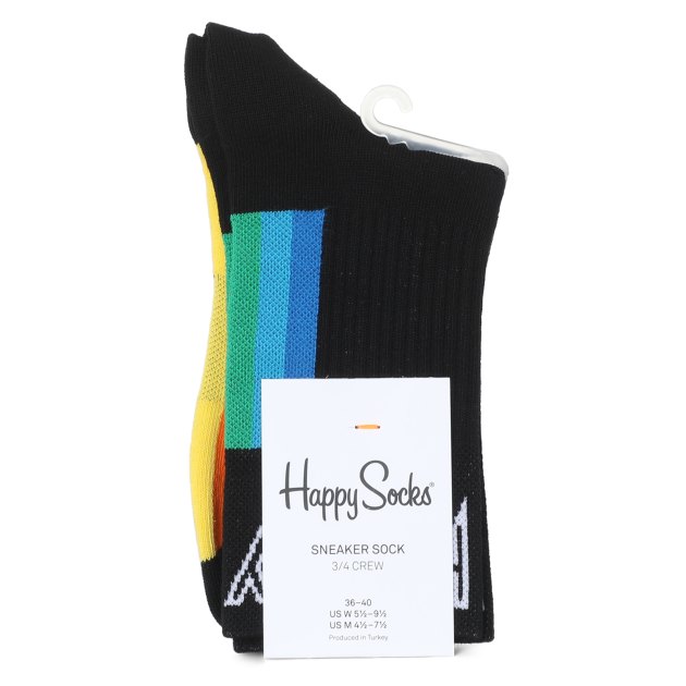 Женские носки HAPPY SOCKS, Артикул COLOUR STRIPE 3/4 CREW SOCK ATCOS14, черный | 3163348. Ракурс 2