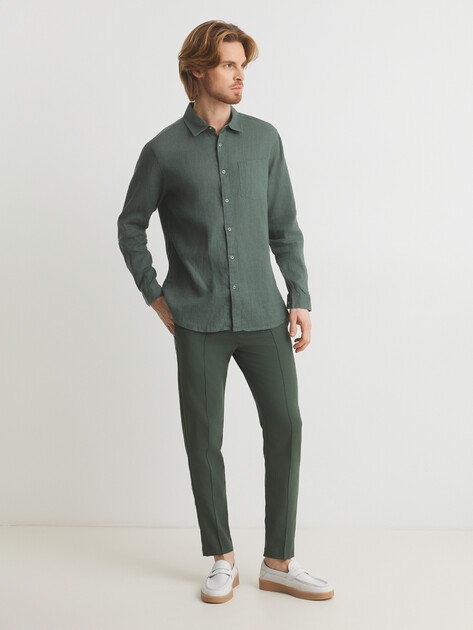 Мужская рубашка MAISON DAVID, Артикул SHIRT, темно-зеленый | 3267238. Ракурс 2 Мужская рубашка MAISON DAVID, Артикул SHIRT, темно-зеленый | 3267238. Ракурс 2