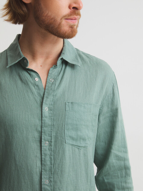 Мужская рубашка MAISON DAVID, Артикул SHIRT, приглушенно-зеленый | 3267327. Ракурс 3 Мужская рубашка MAISON DAVID, Артикул SHIRT, приглушенно-зеленый | 3267327. Ракурс 3