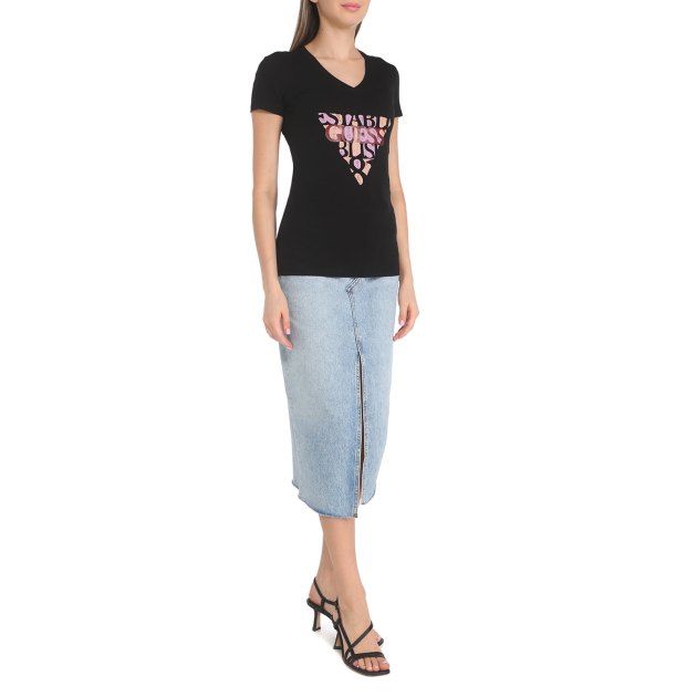 Женская футболка GUESS SS VN AMALIA TEE, Артикул W3RI59J1314, черный | 3273083. Ракурс 4