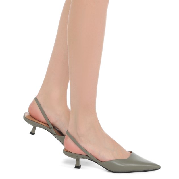 Женские туфли с открытой пяткой (слинг-бэк) TENDANCE, Артикул CLF382-01, серо-зеленый | 3343738. Ракурс 4