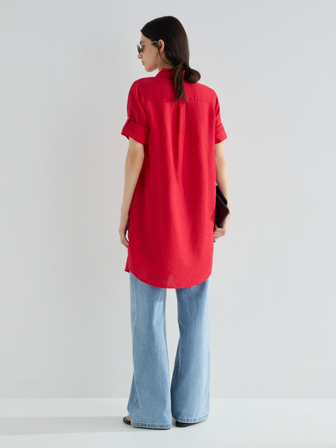 Женское платье-рубашка MAISON DAVID, Артикул DRESS, алый | 3373073. Ракурс 5