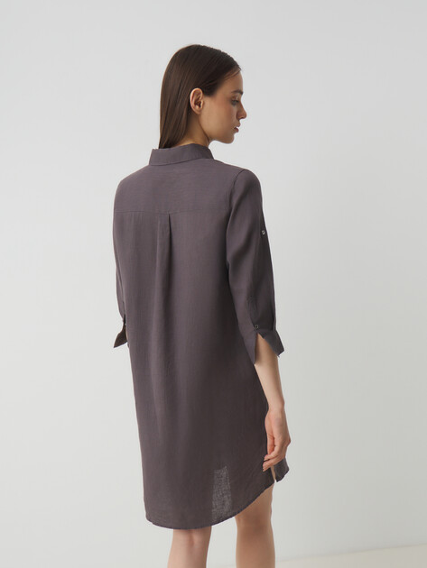 Женское платье-рубашка MAISON DAVID, Артикул DRESS, серо-коричневый | 3373301. Ракурс 4