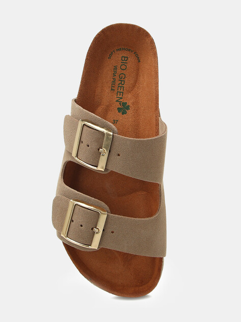 Женские шлепанцы BIO GREEN, Артикул PT10-8, бежево-серый | 3404102. Ракурс 2