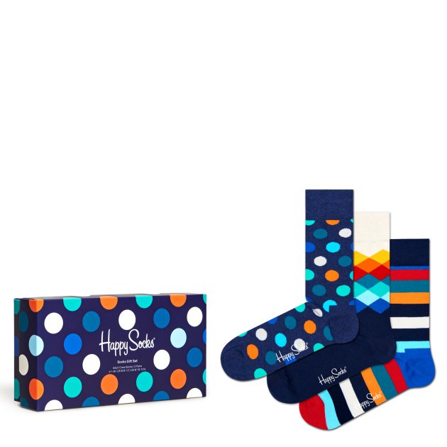 Мужские носки 3 шт. HAPPY SOCKS, Артикул 3-PACK CLASSIC MULTI-COLOR SOCKS GIFT SET XMIX08, мультицвет | 3461019. Ракурс 3