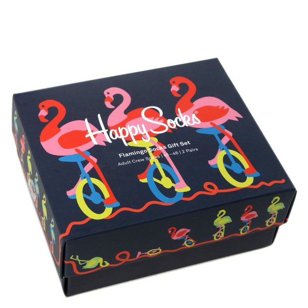 Мужские носки 2 шт. HAPPY SOCKS, Артикул 2-PACK FLAMINGO SOCKS GIFT SET XFLA02, синий | 3463837. Ракурс 2