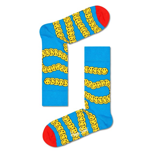 Женские носки HAPPY SOCKS, Артикул COLLABORATION DISTORTED SMILEY SOCK SMY01, голубой | 3465210. Ракурс 2
