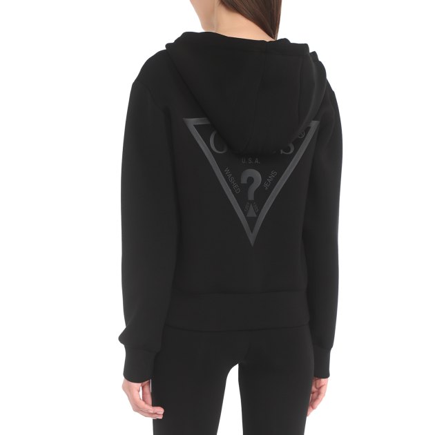 Женская толстовка GUESS ALLIE SCUBA HOODIE ZIP SWEATSHIRT, Артикул V3RQ11K7UW2, черный | 3550209. Ракурс 2