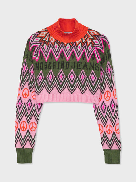 Женский свитер MO5CH1NO JEANS GRAPHICS, Артикул 0931, розовый | 3696033. Ракурс 5