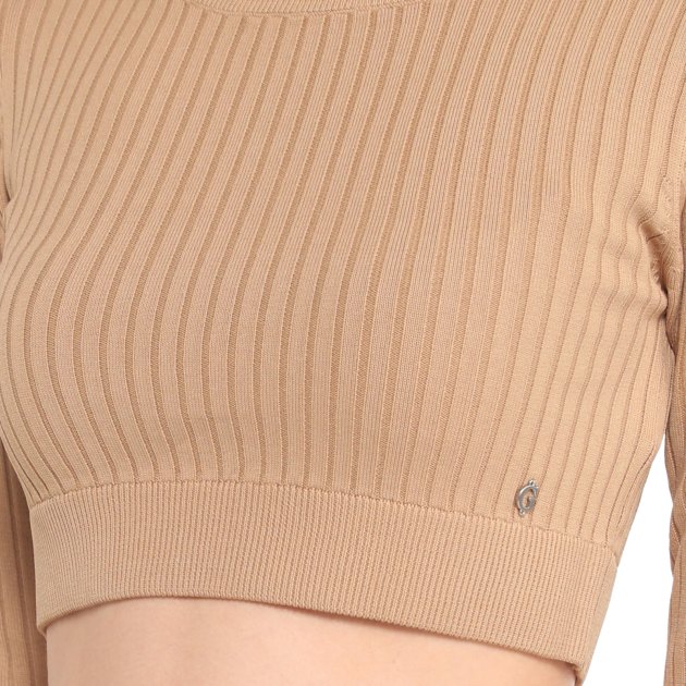 Женский топ GUESS LS CN DORIS SWTR TOP, Артикул W3YR39Z2U00, бежевый | 3721441. Ракурс 3