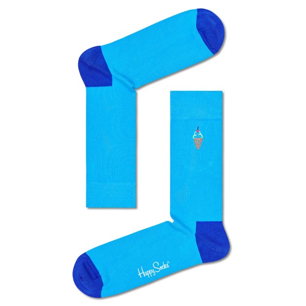 Носки HAPPY SOCKS, Артикул Embroidery Ice Cream Sock BEIC01, голубой | 3734821. Ракурс 2