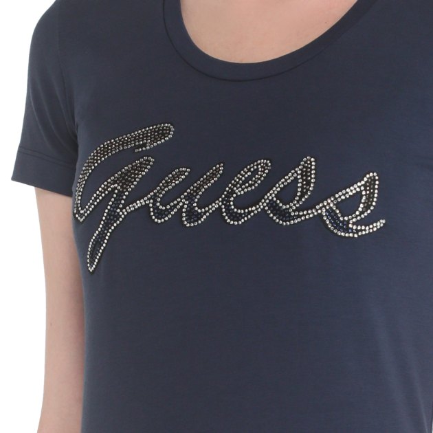 Женская футболка GUESS SS RN ADRIANA TEE, Артикул W3RI50J1314, темно-синий | 3738208. Ракурс 3