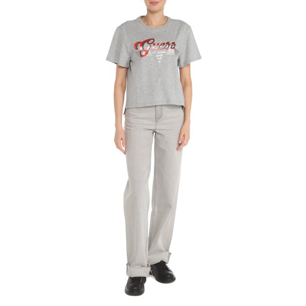 Женская футболка GUESS SS CN SATIN LOGO TEE, Артикул W3GI33KB3P0, светло-серый | 3745061. Ракурс 4