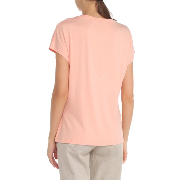 Женская футболка GUESS SS RN 3D FLOWERS TRIANGLE TEE, Артикул W3GI39K68D2, бежево-розовый | 3745120. Ракурс 2