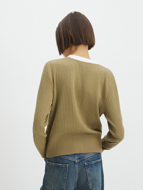 Женский кардиган MAISON DAVID, Артикул 6W066, зеленовато-коричневый | 3780011. Ракурс 4