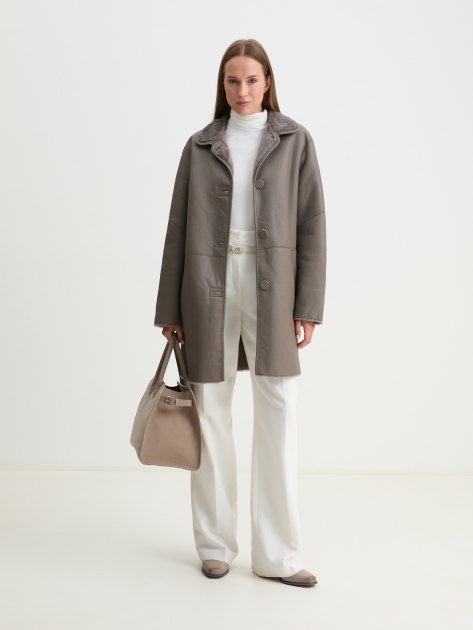 Женская дубленка MAISON DAVID, Артикул RV-W13, коричневато-серый | 3800836. Ракурс 2