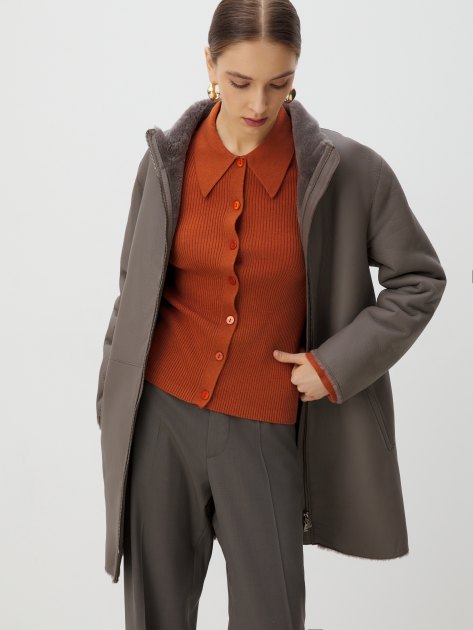 Женская дубленка MAISON DAVID, Артикул RV-W14, коричневато-серый | 3800867. Ракурс 5