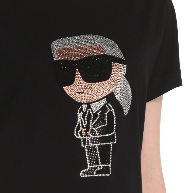 Женская футболка KARL LAGERFELD IKONIK 2.0 KARL RS T-SHIRT, Артикул 230W1770, черный | 3817850. Ракурс 3