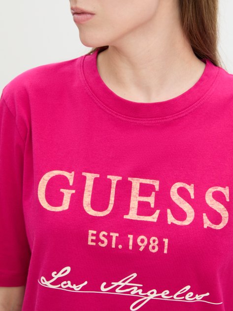 Женская футболка GUESS ANNEKA SS T-SHIRT, Артикул V4RI01I3Z14, фуксия | 3828267. Ракурс 3