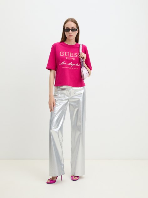 Женская футболка GUESS ANNEKA SS T-SHIRT, Артикул V4RI01I3Z14, фуксия | 3828267. Ракурс 5