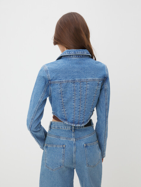 Женская рубашка-корсет из денима MAISON DAVID, Артикул N0020-1, светло-синий | 3836473. Ракурс 4