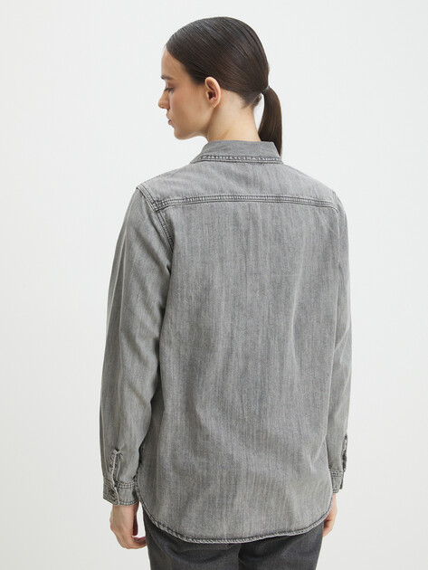 Женская рубашка из денима MAISON DAVID, Артикул XS-038-1, светло-серый | 3836484. Ракурс 4