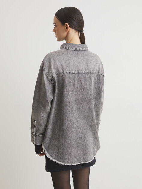 Женская рубашка из денима MAISON DAVID, Артикул XS-097-1, светло-серый | 3836496. Ракурс 4