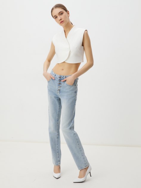 Женские джинсы мом MAISON DAVID, Артикул XS-097-2, светло-голубой | 3836498. Ракурс 2
