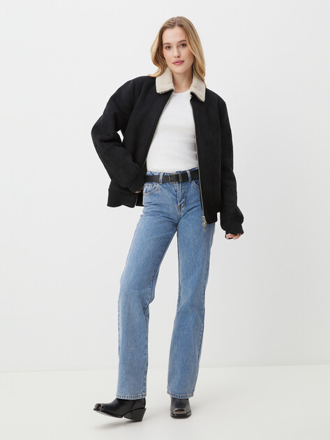 Женские прямые джинсы MAISON DAVID, Артикул XS-066, темно-голубой | 3836519. Ракурс 2