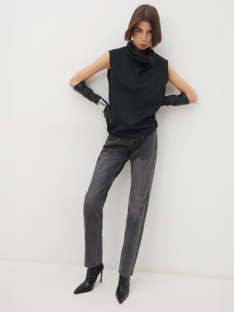 Женские прямые джинсы MAISON DAVID, Артикул 23C110-2, темно-серый | 3836559. Ракурс 2