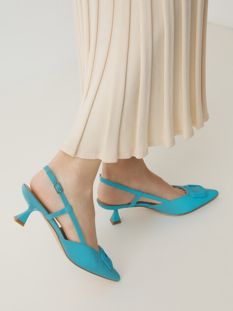 Женские туфли с открытой пяткой (слингбэк) TENDANCE, Артикул MN2800-1, голубой | 3858960. Ракурс 2