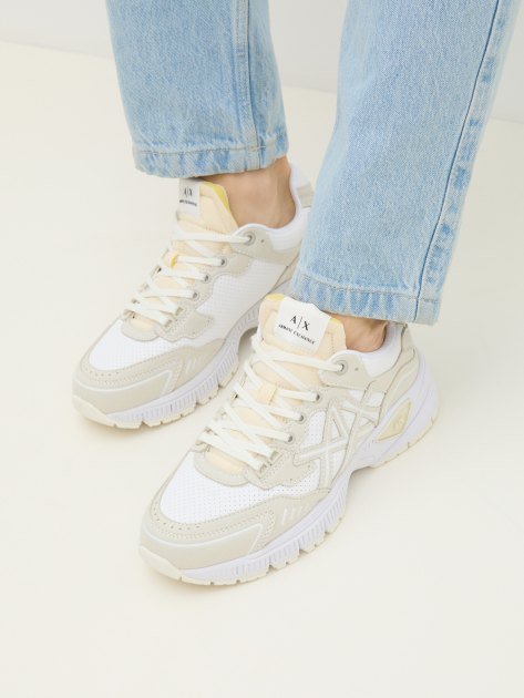 Мужские кроссовки ARMANI EXCHANGE SPEED, Артикул XUX188, светло-бежевый | 3884947. Ракурс 2
