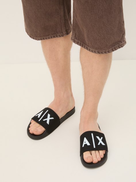 Мужские шлепанцы ARMANI EXCHANGE MYKONOS, Артикул XUP001, черный | 3885007. Ракурс 2